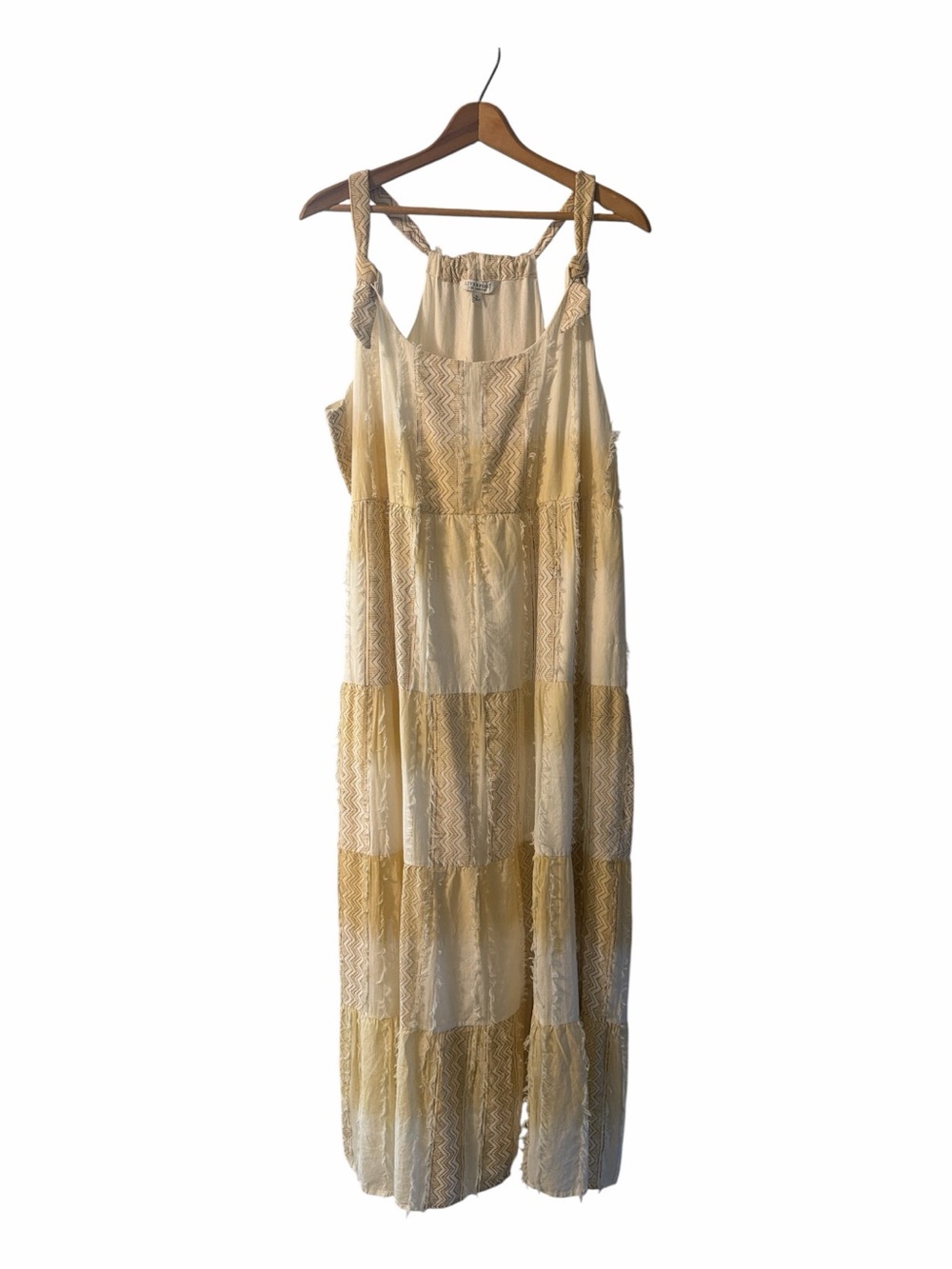 Liverpool Los Angeles NWT XL Brown Cream Chevron Stripe Boho Maxi Dress